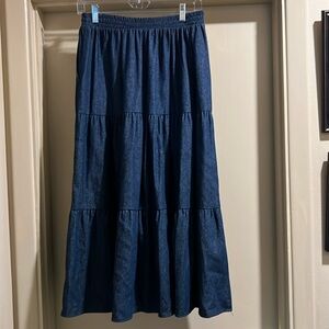 NWT Tiered Denim midi skirt